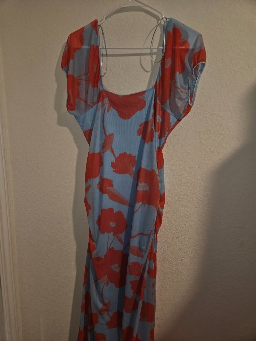 NWT Maeve Puff-Sleeve Square-Neck Mesh Midi Dress - Picture 5 of 9